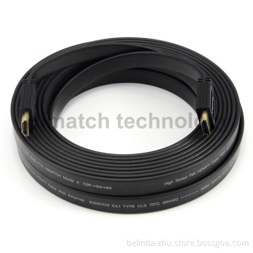Flat HDMI Cable Metal Shell with Ethernet and 3D Support